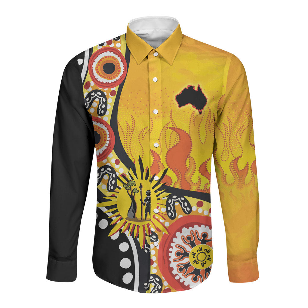 Australia Bushfire Aboriginal Personalised Long Sleeve Button Shirt Bush Fire Dreaming