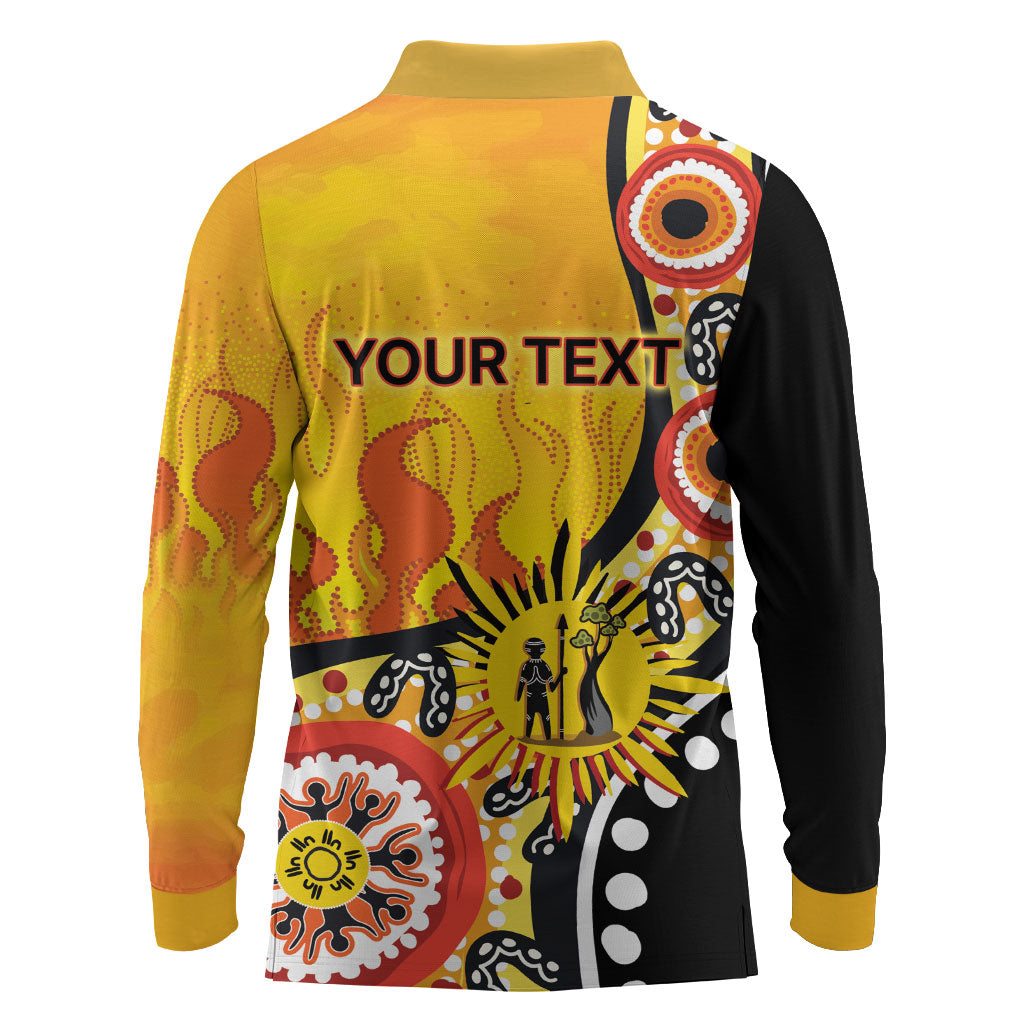 Australia Bushfire Aboriginal Personalised Long Sleeve Polo Shirt Bush Fire Dreaming