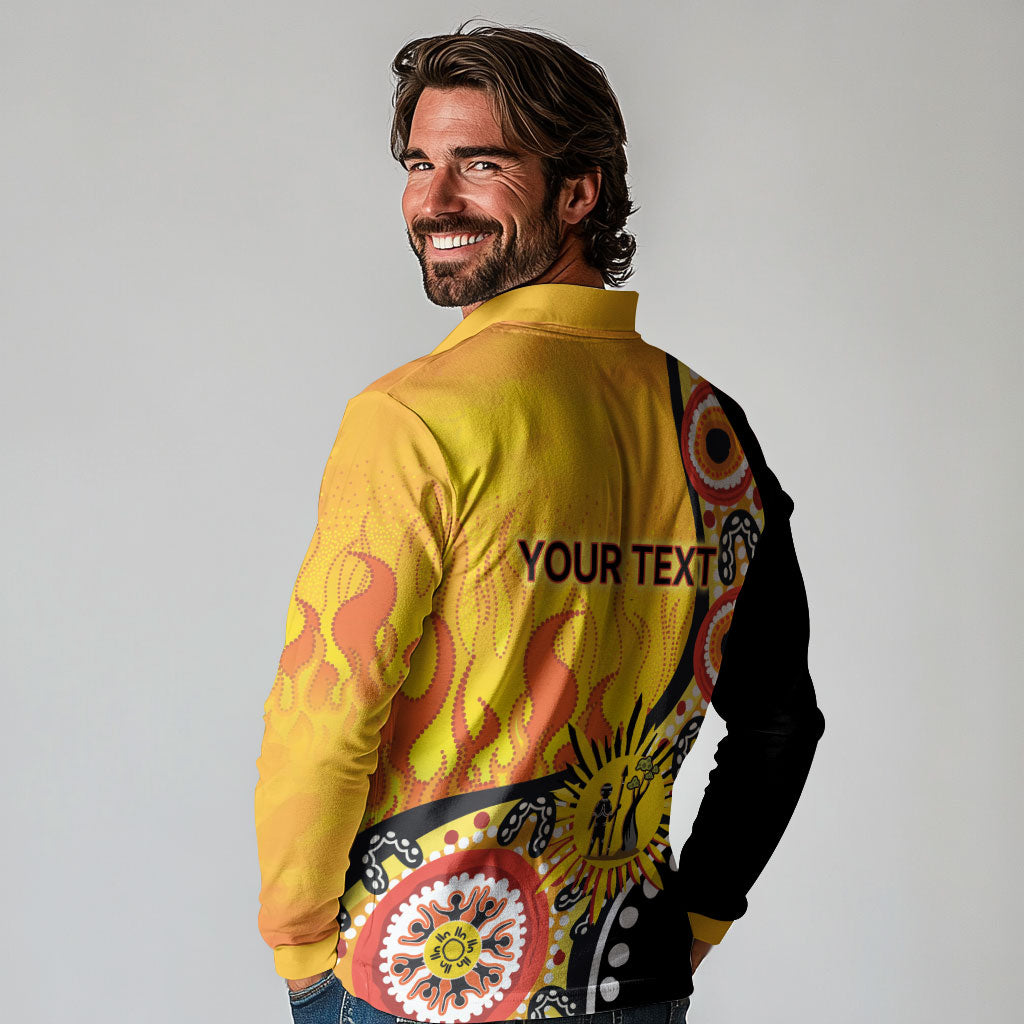 Australia Bushfire Aboriginal Personalised Long Sleeve Polo Shirt Bush Fire Dreaming