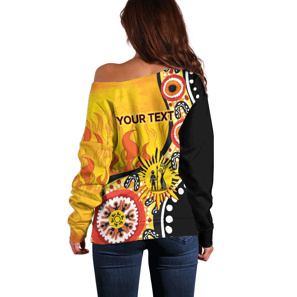 Australia Bushfire Aboriginal Personalised Off Shoulder Sweater Bush Fire Dreaming
