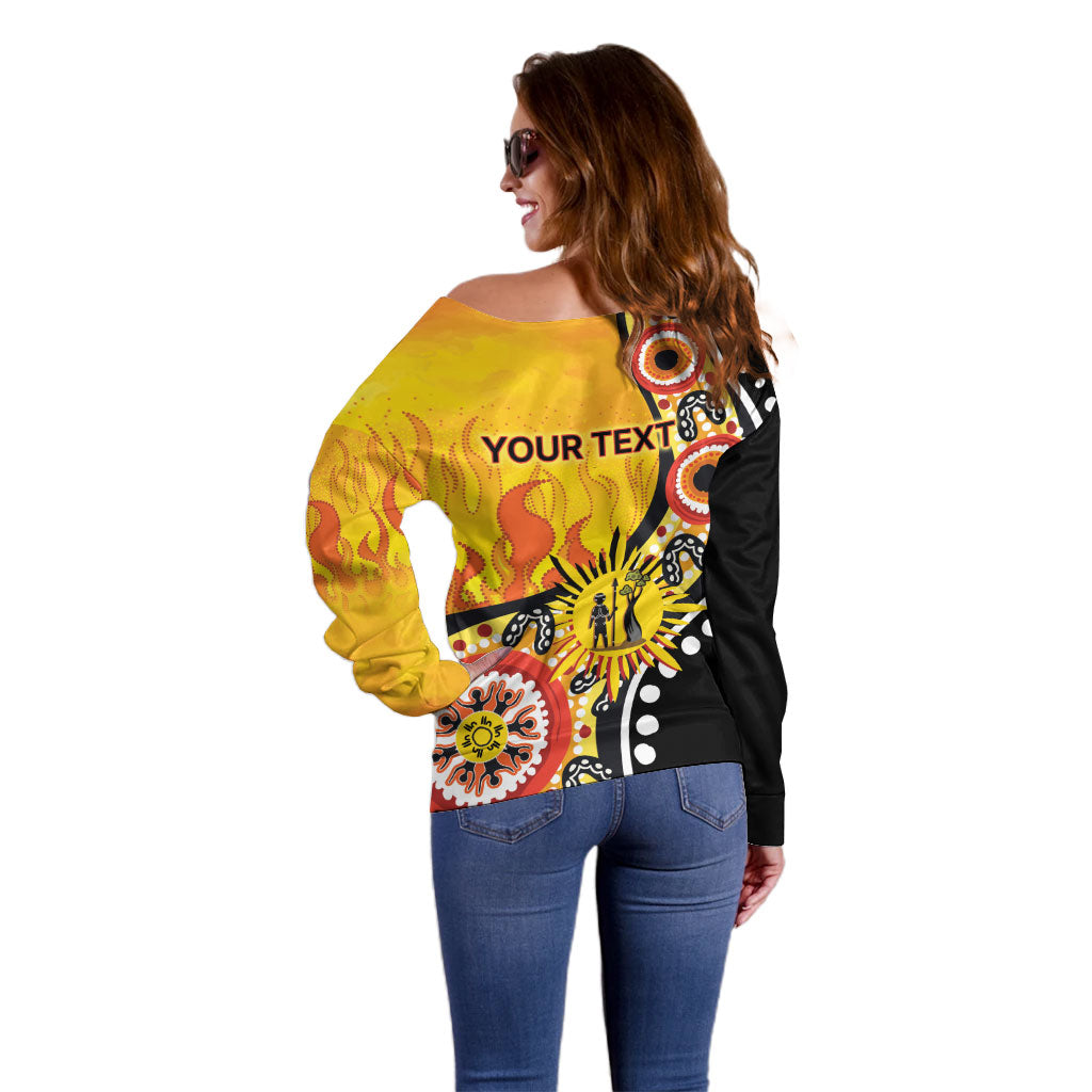 Australia Bushfire Aboriginal Personalised Off Shoulder Sweater Bush Fire Dreaming