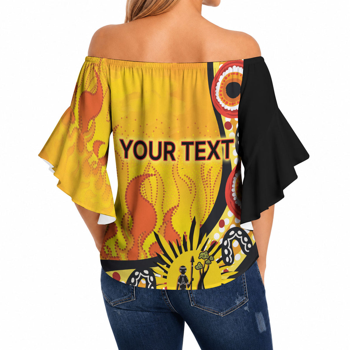 Australia Bushfire Aboriginal Personalised Off Shoulder Wrap Waist Top Bush Fire Dreaming