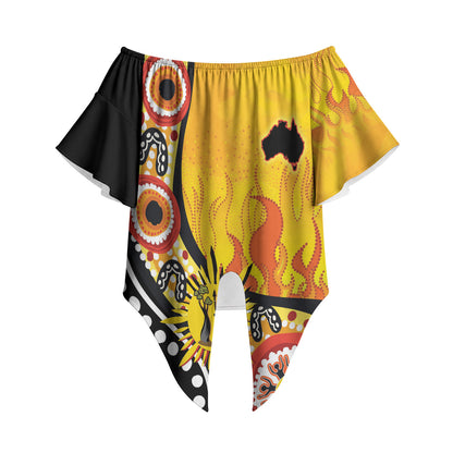 Australia Bushfire Aboriginal Personalised Off Shoulder Wrap Waist Top Bush Fire Dreaming