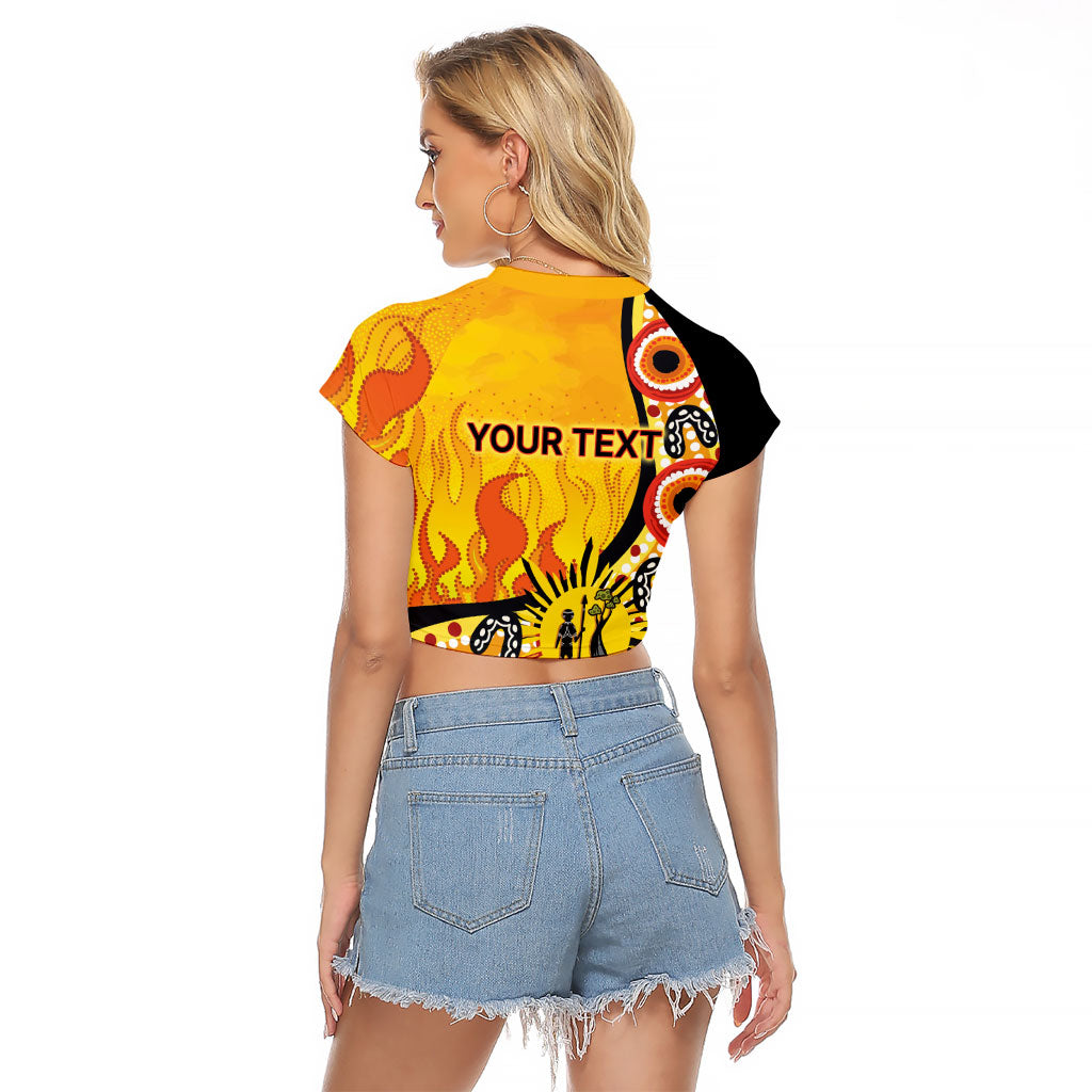 Australia Bushfire Aboriginal Personalised Raglan Cropped T Shirt Bush Fire Dreaming