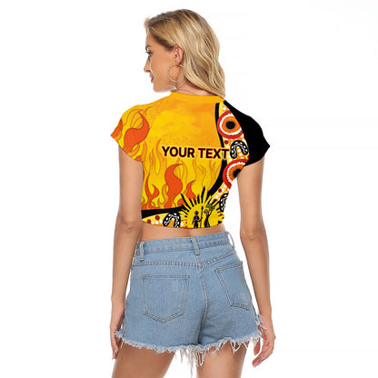 Australia Bushfire Aboriginal Personalised Raglan Cropped T Shirt Bush Fire Dreaming