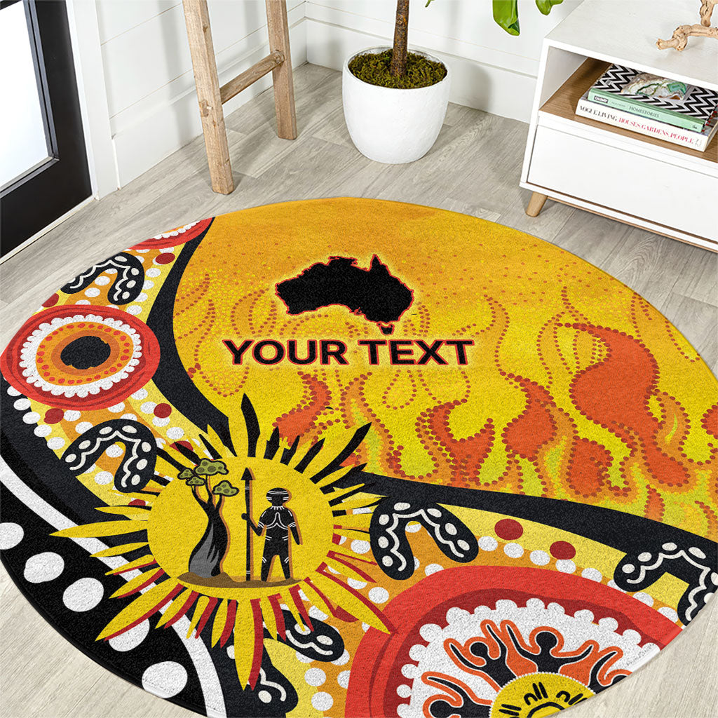 Australia Bushfire Aboriginal Personalised Round Carpet Bush Fire Dreaming