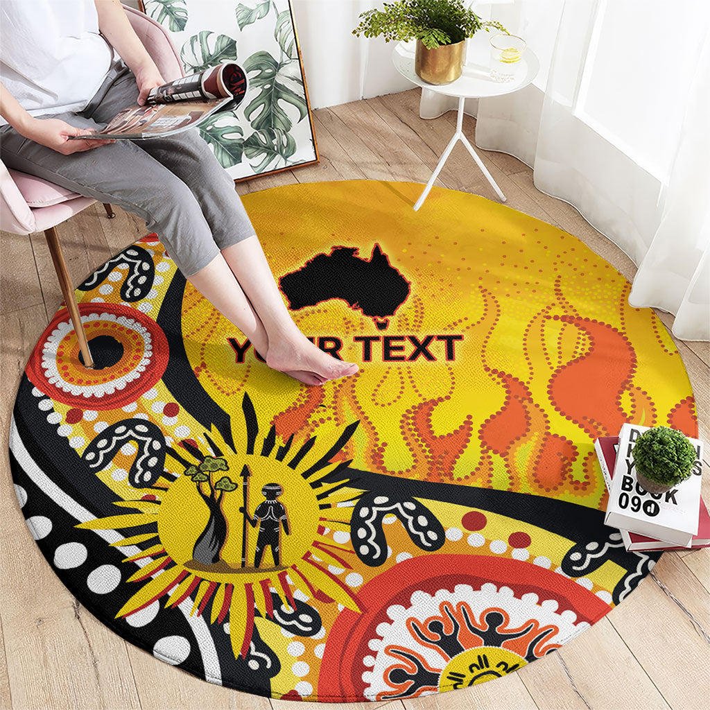 Australia Bushfire Aboriginal Personalised Round Carpet Bush Fire Dreaming