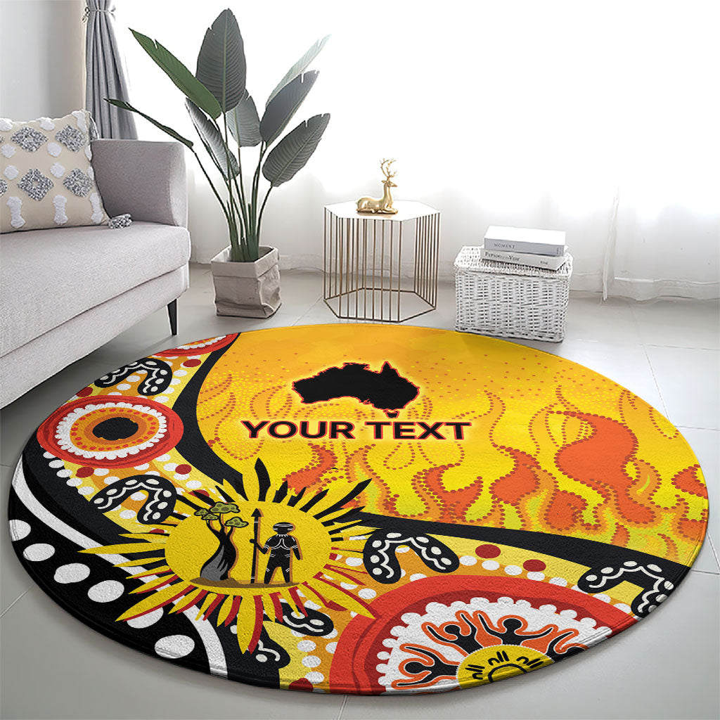 Australia Bushfire Aboriginal Personalised Round Carpet Bush Fire Dreaming