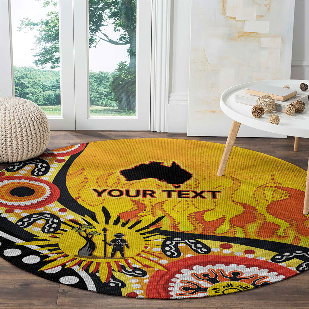 Australia Bushfire Aboriginal Personalised Round Carpet Bush Fire Dreaming