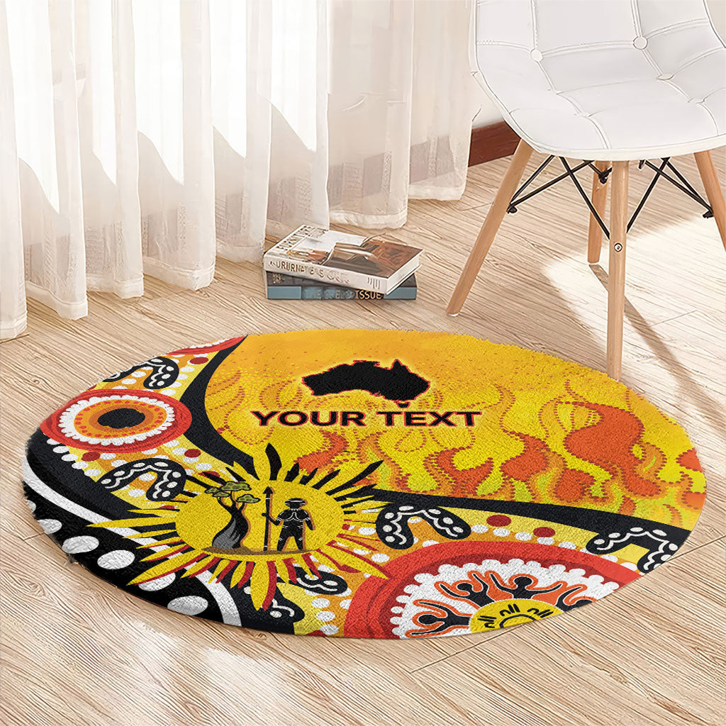 Australia Bushfire Aboriginal Personalised Round Carpet Bush Fire Dreaming