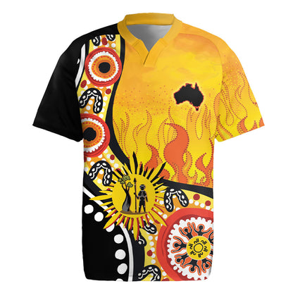 Australia Bushfire Aboriginal Personalised Rugby Jersey Bush Fire Dreaming