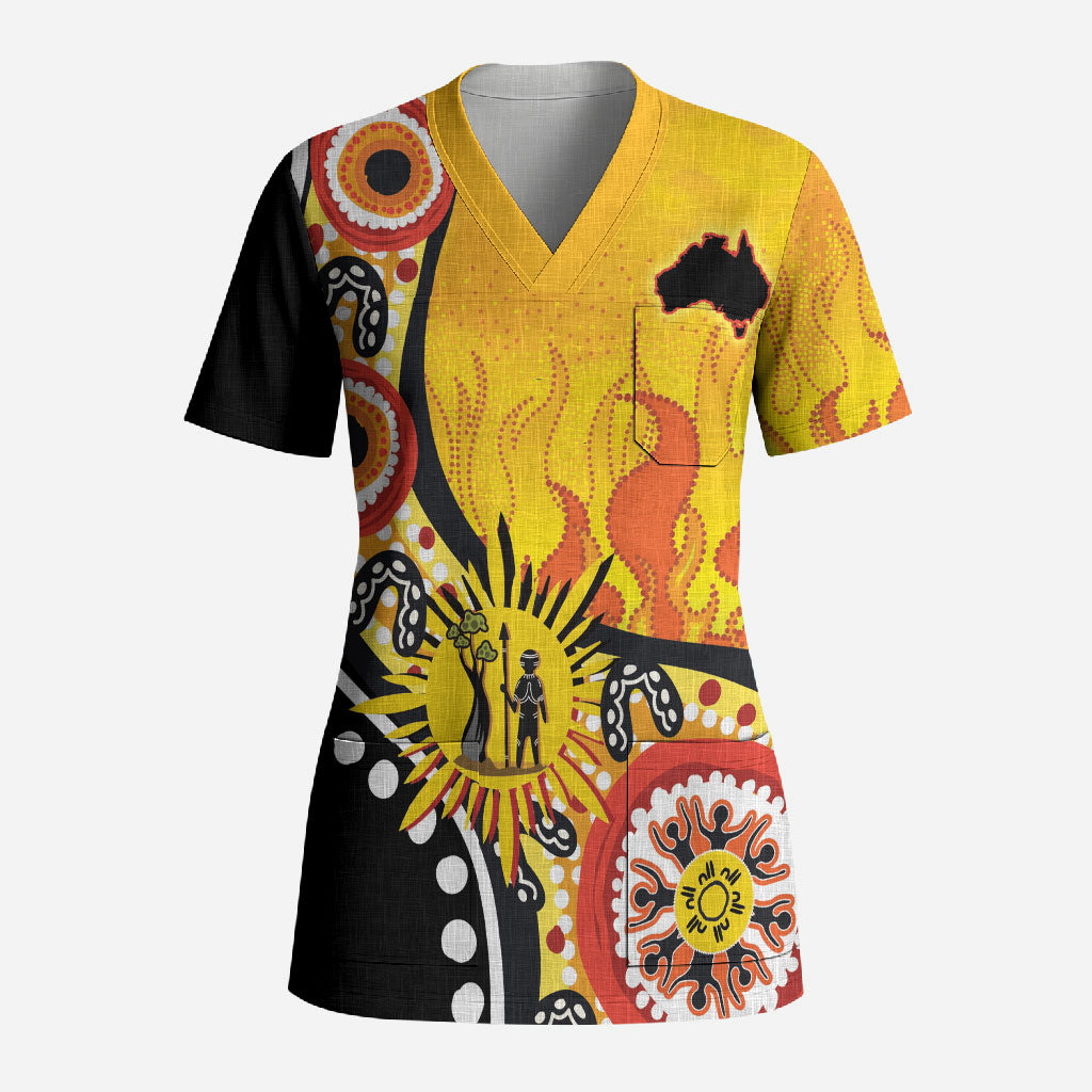 Australia Bushfire Aboriginal Personalised Scrub Top Bush Fire Dreaming