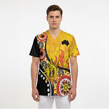 Australia Bushfire Aboriginal Personalised Scrub Top Bush Fire Dreaming