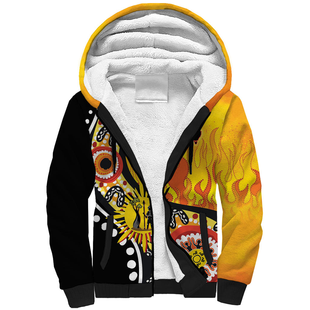 Australia Bushfire Aboriginal Personalised Sherpa Hoodie Bush Fire Dreaming