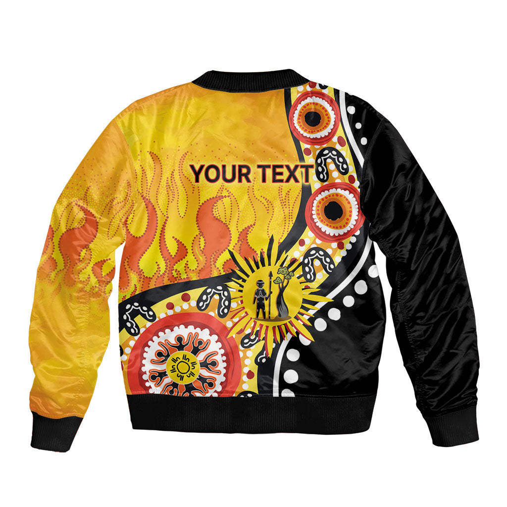 Australia Bushfire Aboriginal Personalised Sleeve Zip Bomber Jacket Bush Fire Dreaming