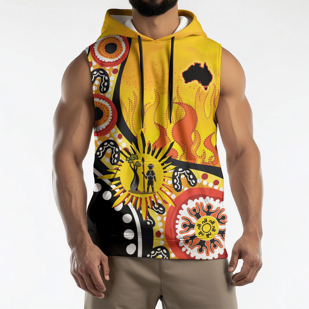 Australia Bushfire Aboriginal Personalised Sleeveless Hoodie Bush Fire Dreaming