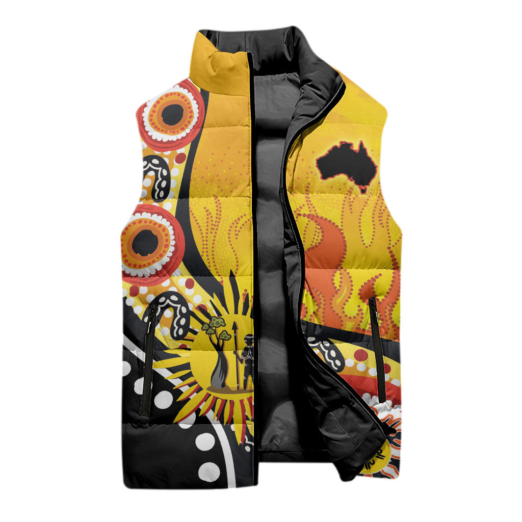 Australia Bushfire Aboriginal Personalised Sleeveless Puffer Jacket Bush Fire Dreaming