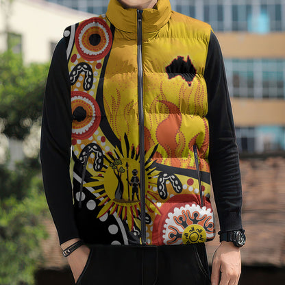 Australia Bushfire Aboriginal Personalised Sleeveless Puffer Jacket Bush Fire Dreaming