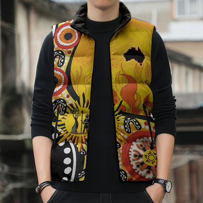 Australia Bushfire Aboriginal Personalised Sleeveless Puffer Jacket Bush Fire Dreaming