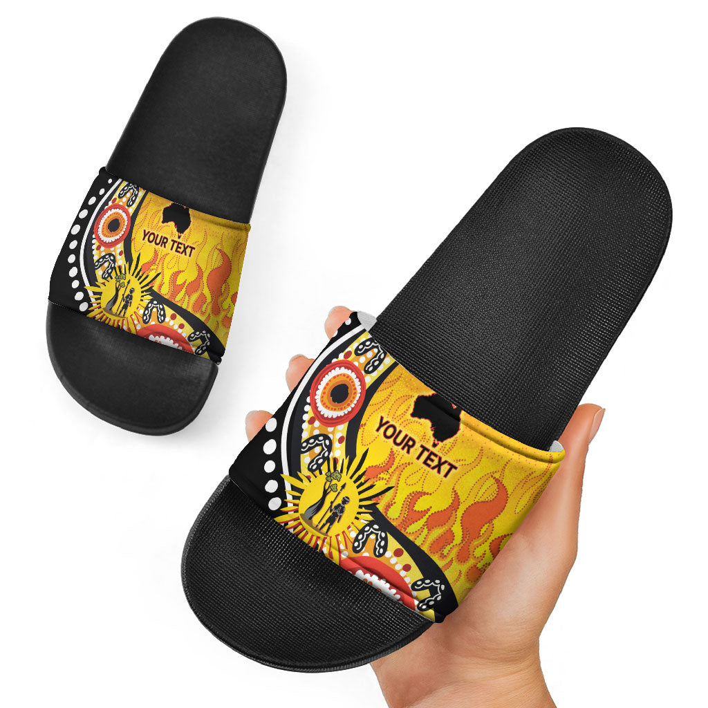 Australia Bushfire Aboriginal Personalised Slide Sandals Bush Fire Dreaming