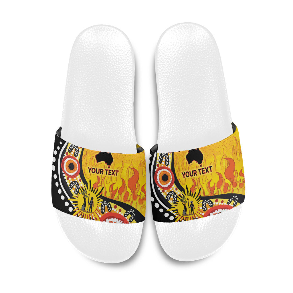 Australia Bushfire Aboriginal Personalised Slide Sandals Bush Fire Dreaming