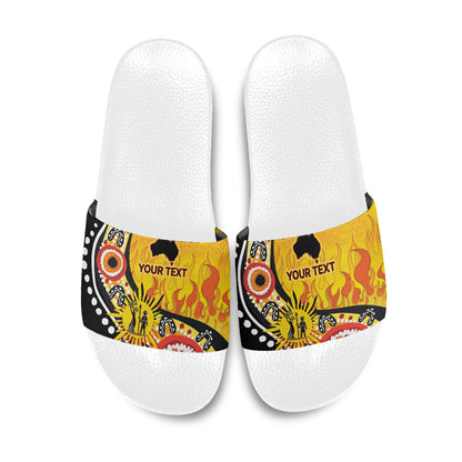 Australia Bushfire Aboriginal Personalised Slide Sandals Bush Fire Dreaming