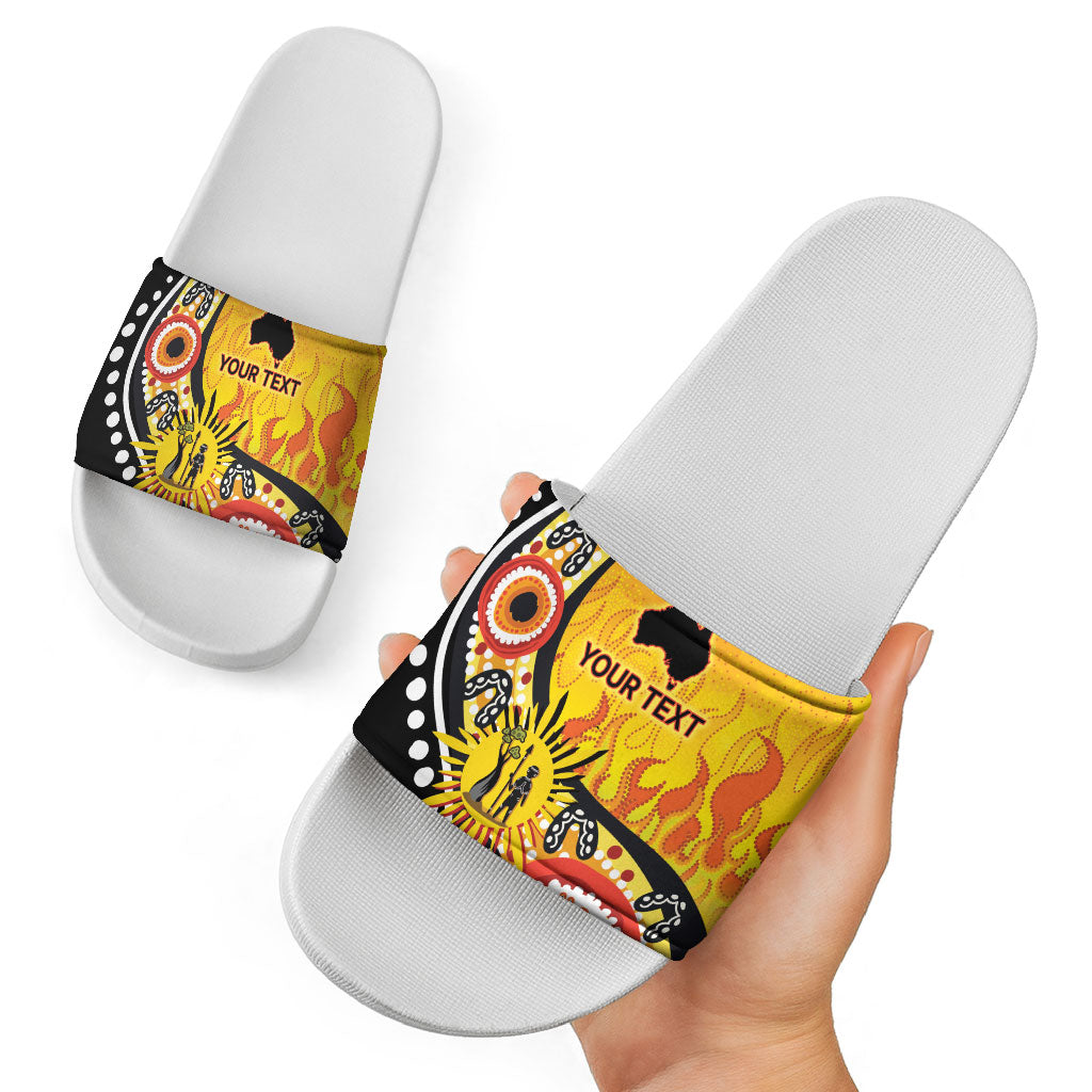 Australia Bushfire Aboriginal Personalised Slide Sandals Bush Fire Dreaming
