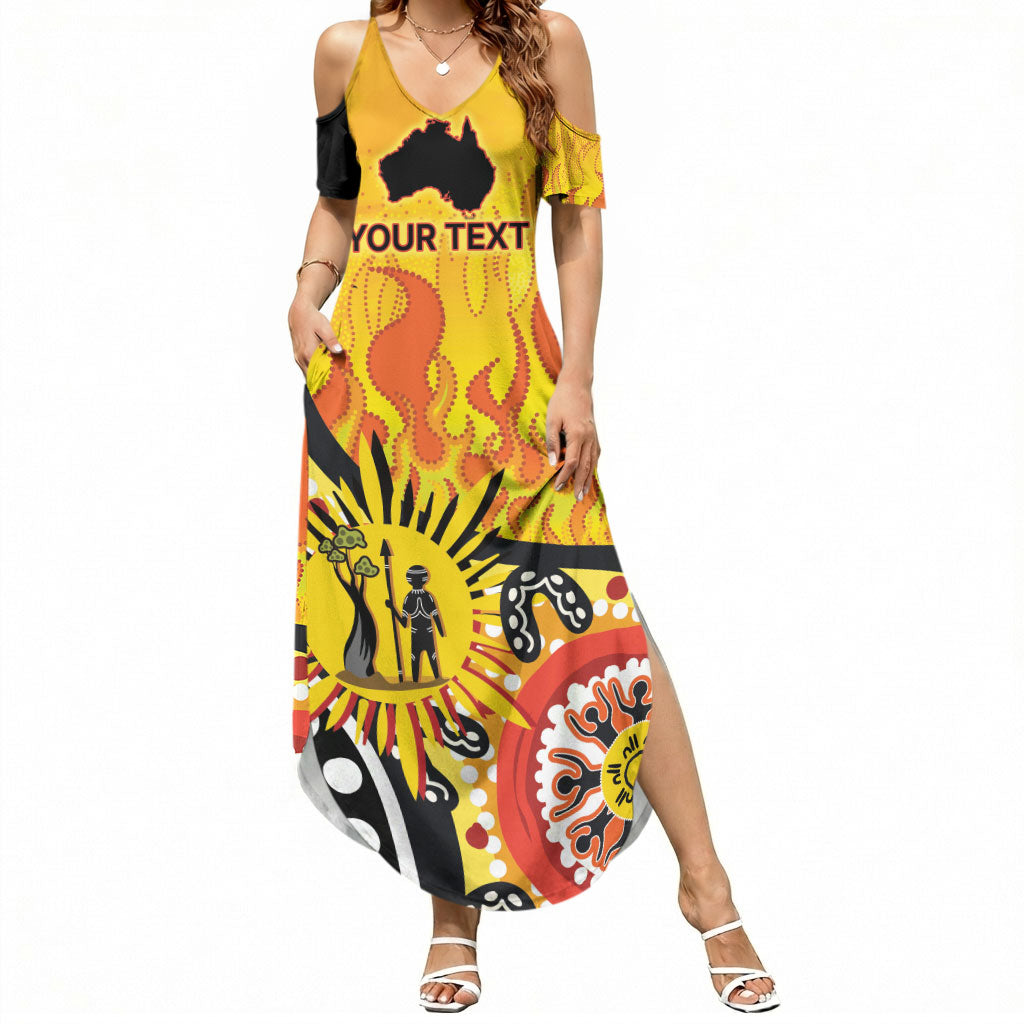 Australia Bushfire Aboriginal Personalised Summer Maxi Dress Bush Fire Dreaming