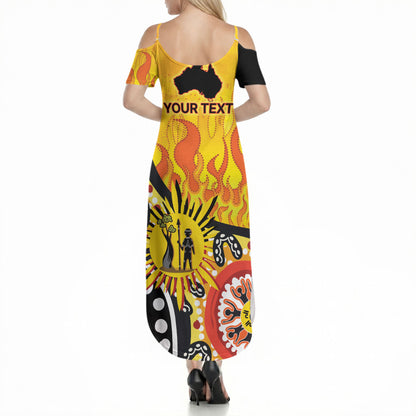 Australia Bushfire Aboriginal Personalised Summer Maxi Dress Bush Fire Dreaming