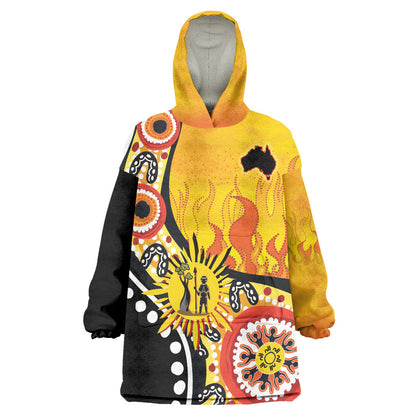 Australia Bushfire Aboriginal Personalised Wearable Blanket Hoodie Bush Fire Dreaming