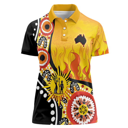 Australia Bushfire Aboriginal Personalised Women Polo Shirt Bush Fire Dreaming