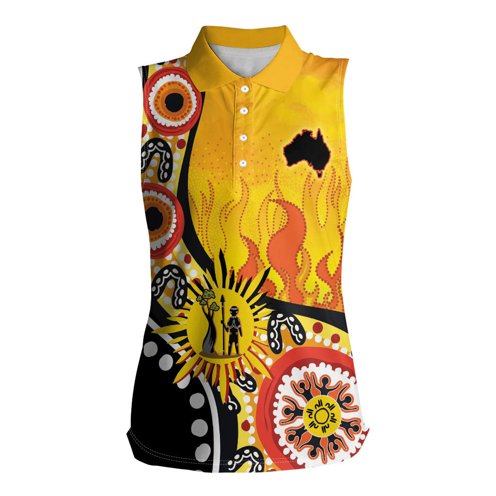 Australia Bushfire Aboriginal Personalised Women Sleeveless Polo Shirt Bush Fire Dreaming
