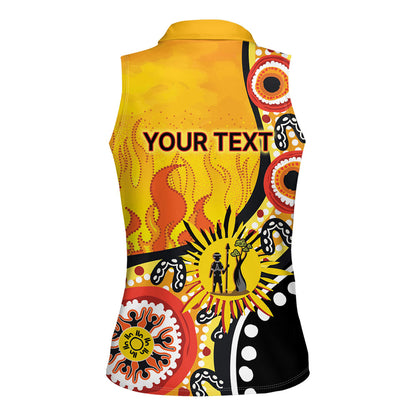 Australia Bushfire Aboriginal Personalised Women Sleeveless Polo Shirt Bush Fire Dreaming