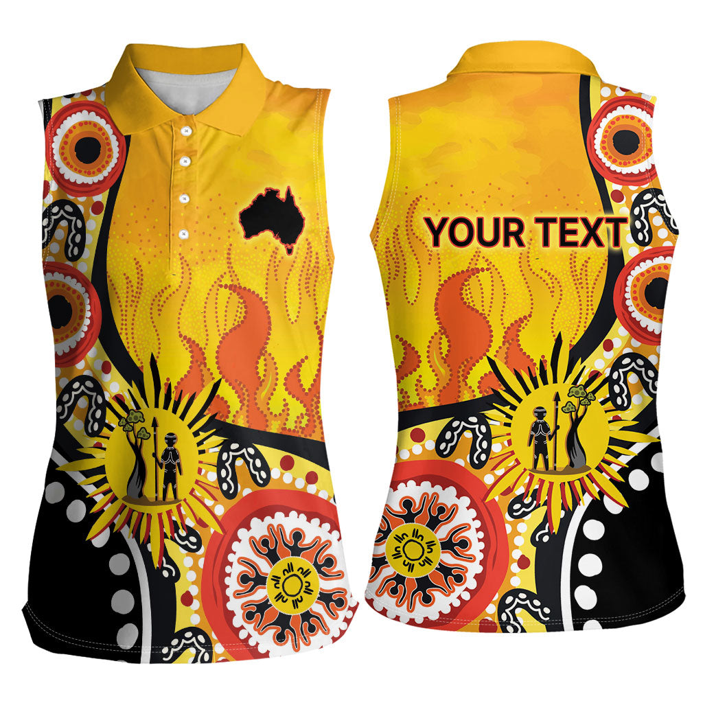 Australia Bushfire Aboriginal Personalised Women Sleeveless Polo Shirt Bush Fire Dreaming