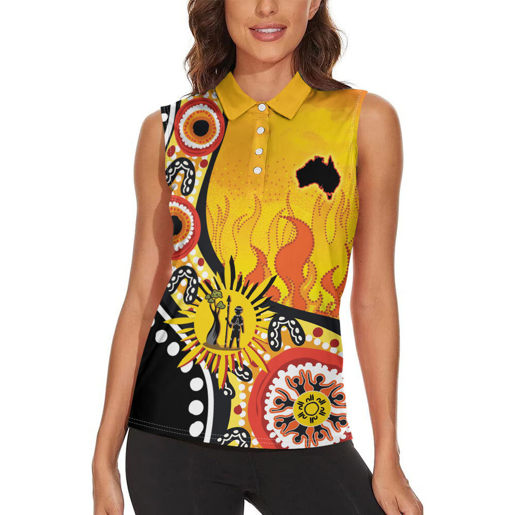 Australia Bushfire Aboriginal Personalised Women Sleeveless Polo Shirt Bush Fire Dreaming