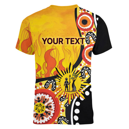 Australia Bushfire Aboriginal Personalised Women V-Neck T-Shirt Bush Fire Dreaming