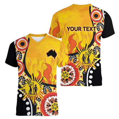 Australia Bushfire Aboriginal Personalised Women V-Neck T-Shirt Bush Fire Dreaming