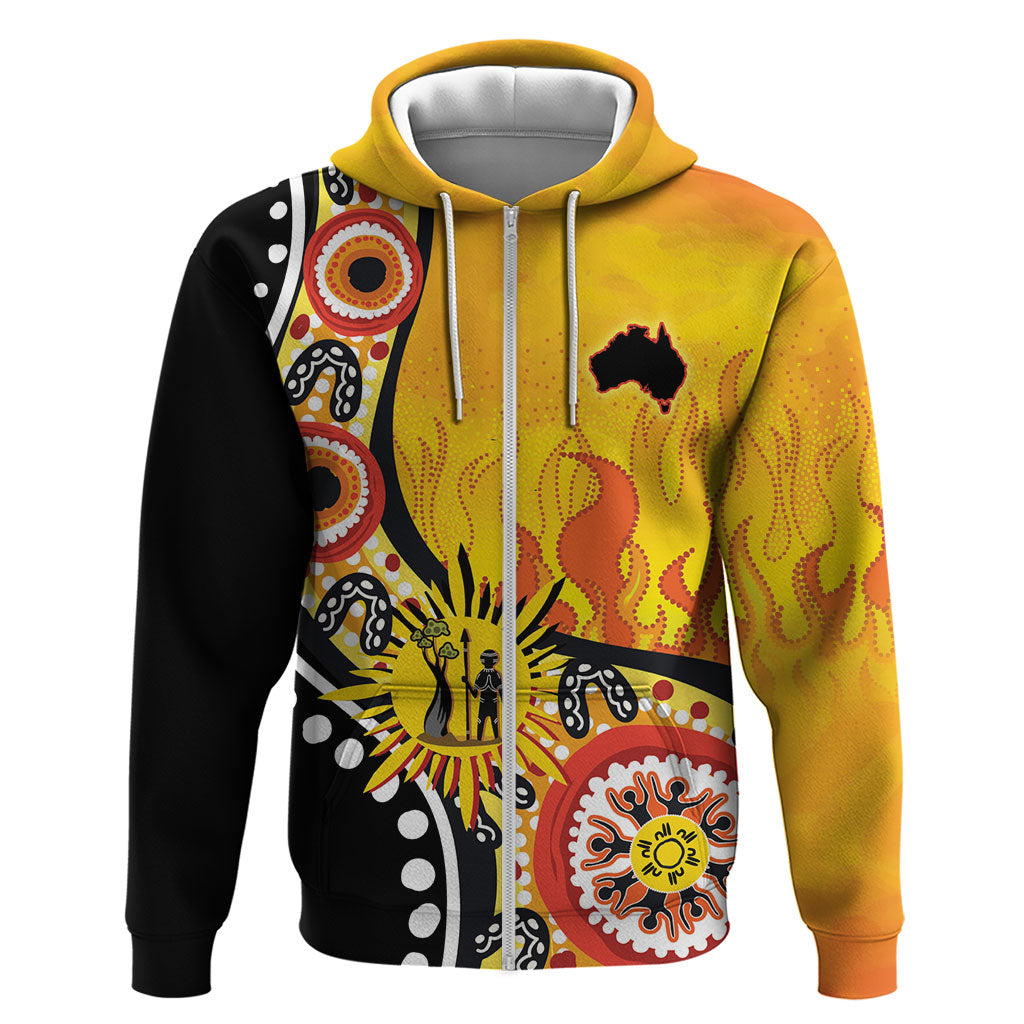 Australia Bushfire Aboriginal Personalised Zip Hoodie Bush Fire Dreaming