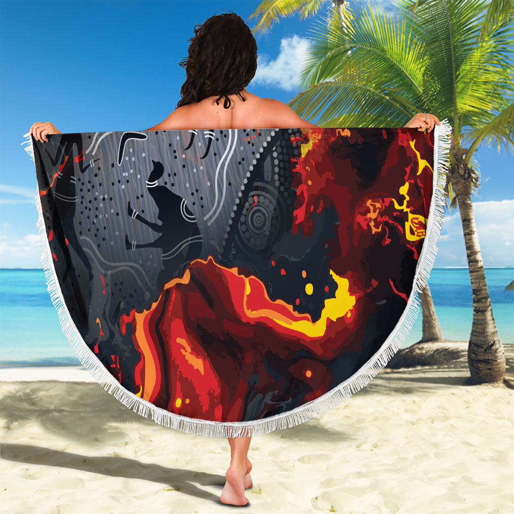 Australia Bushfire Aboriginal Personalised Beach Blanket Fire Dreaming Healing Country