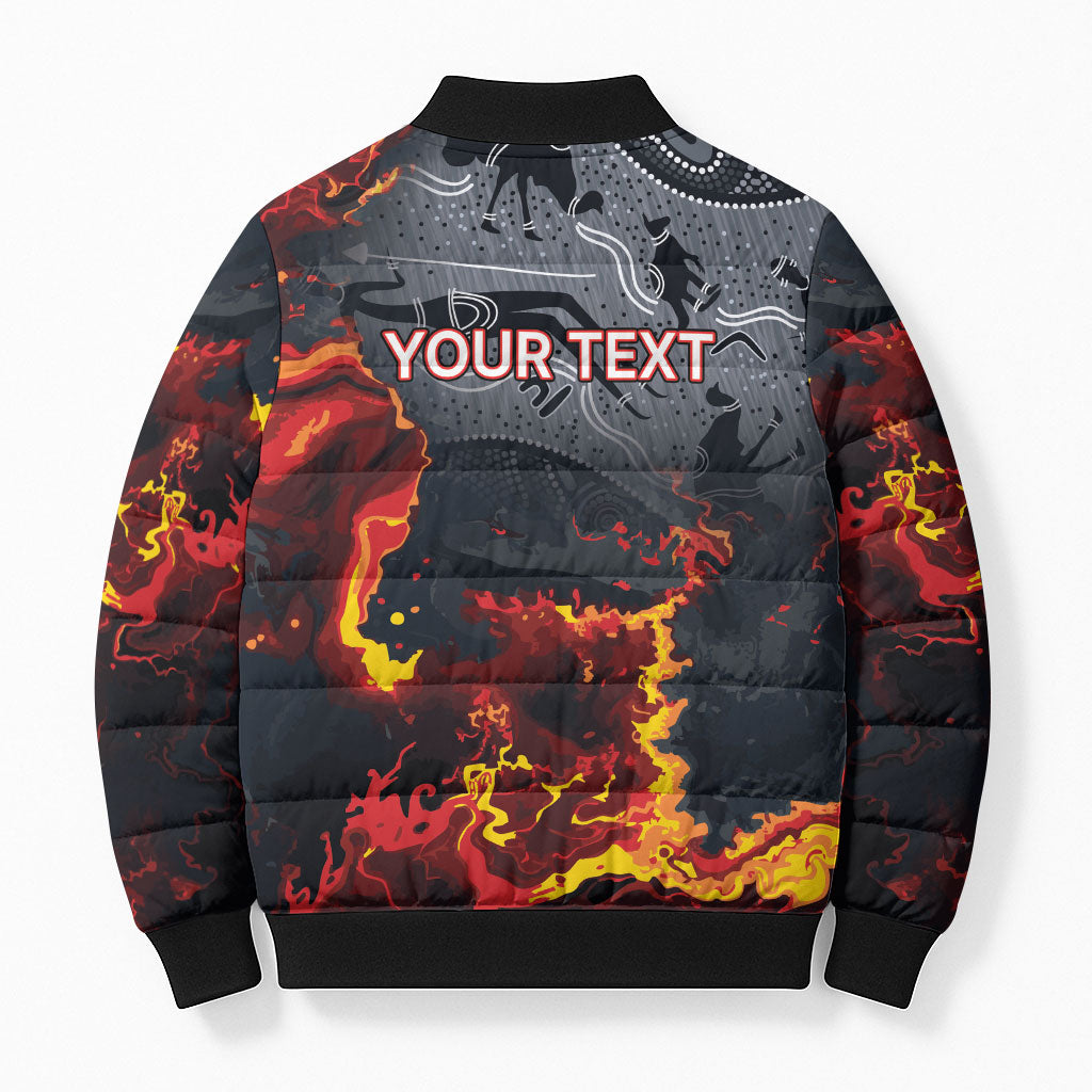 Australia Bushfire Aboriginal Personalised Bomber Puffer Jacket Fire Dreaming Healing Country