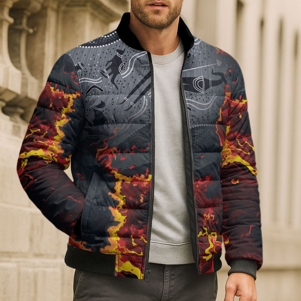 Australia Bushfire Aboriginal Personalised Bomber Puffer Jacket Fire Dreaming Healing Country