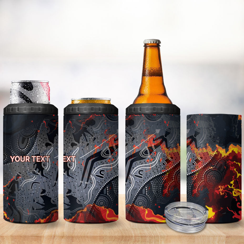 Australia Bushfire Aboriginal Personalised 4 in 1 Can Cooler Tumbler Fire Dreaming Healing Country