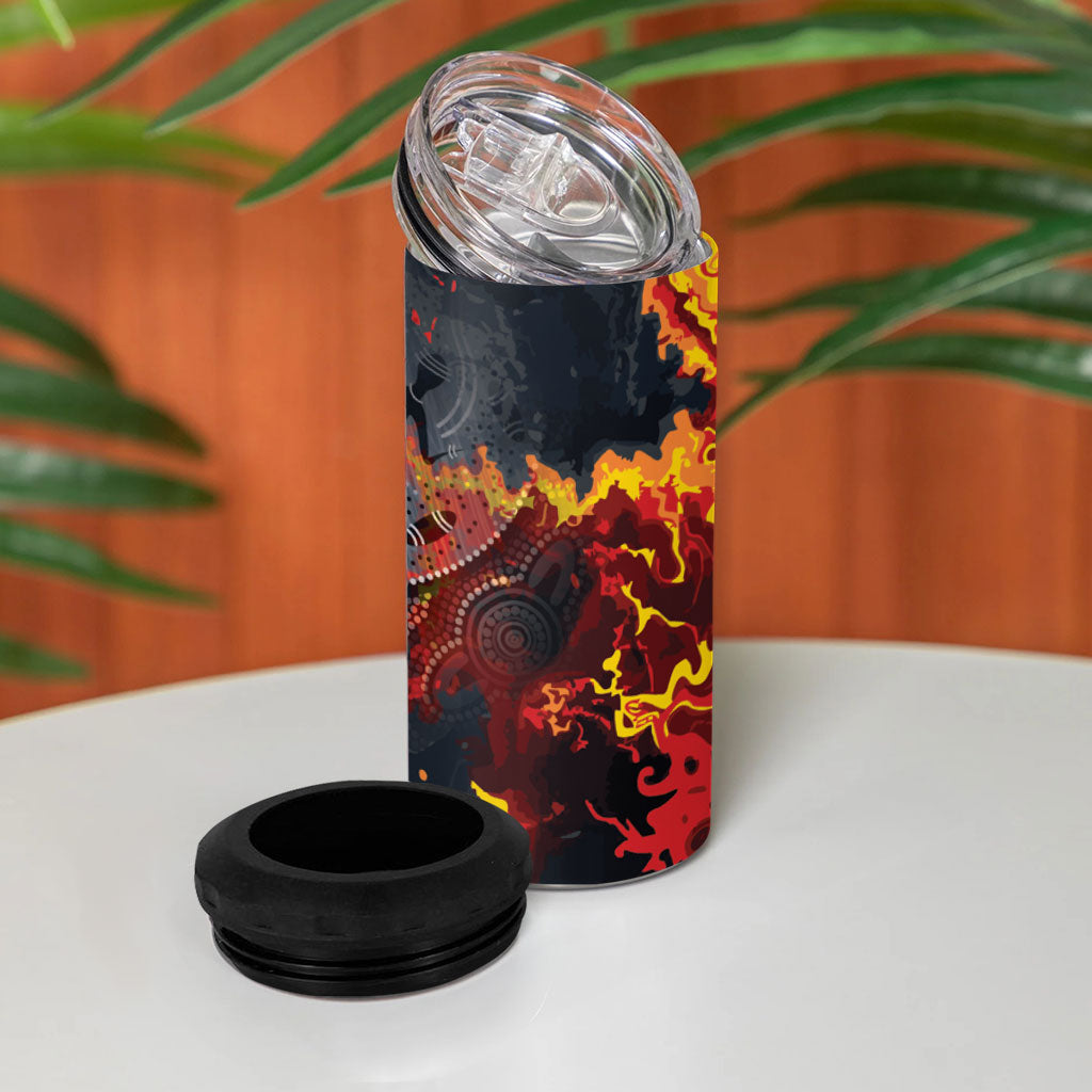 Australia Bushfire Aboriginal Personalised 4 in 1 Can Cooler Tumbler Fire Dreaming Healing Country