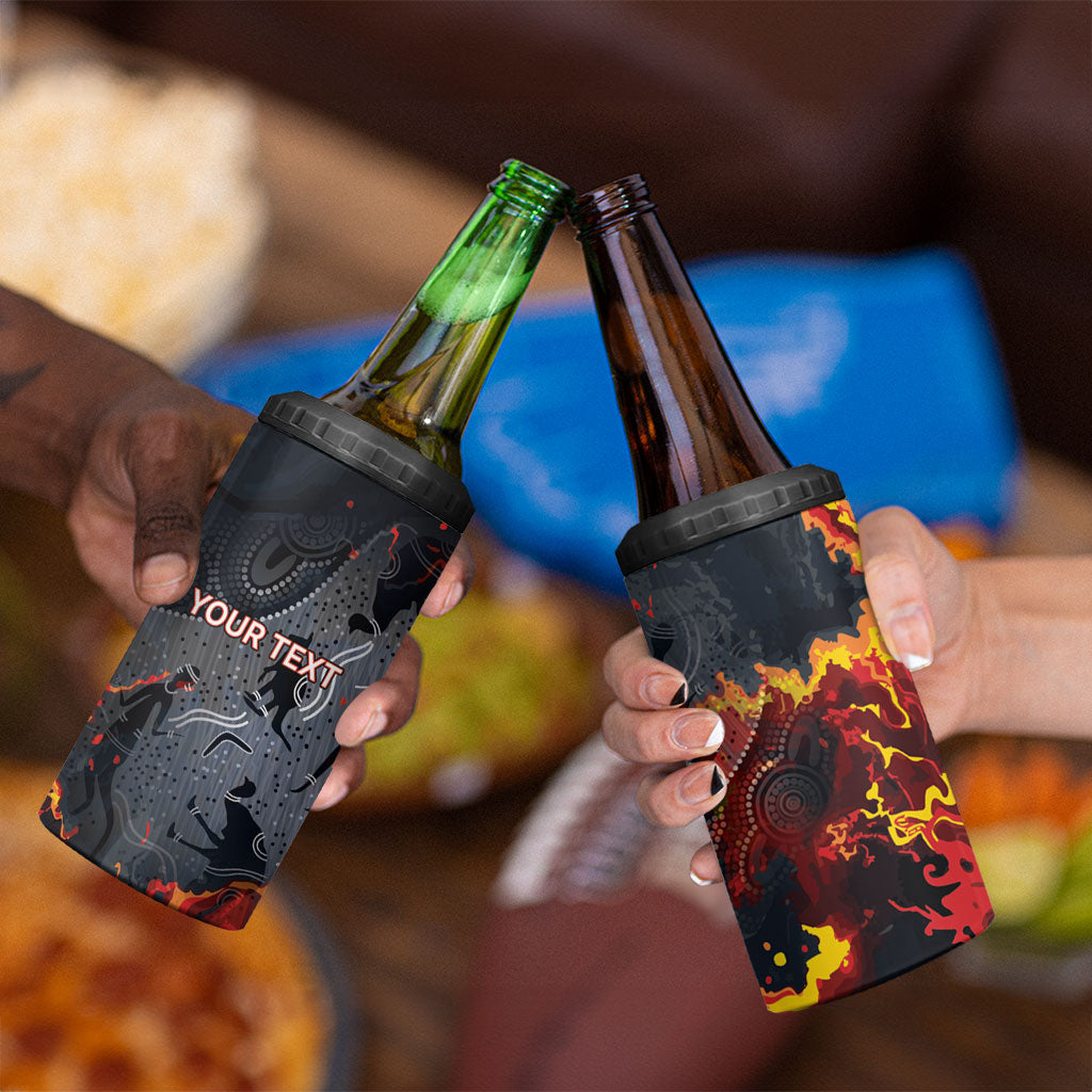 Australia Bushfire Aboriginal Personalised 4 in 1 Can Cooler Tumbler Fire Dreaming Healing Country