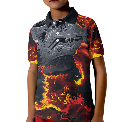 Australia Bushfire Aboriginal Personalised Kid Polo Shirt Fire Dreaming Healing Country