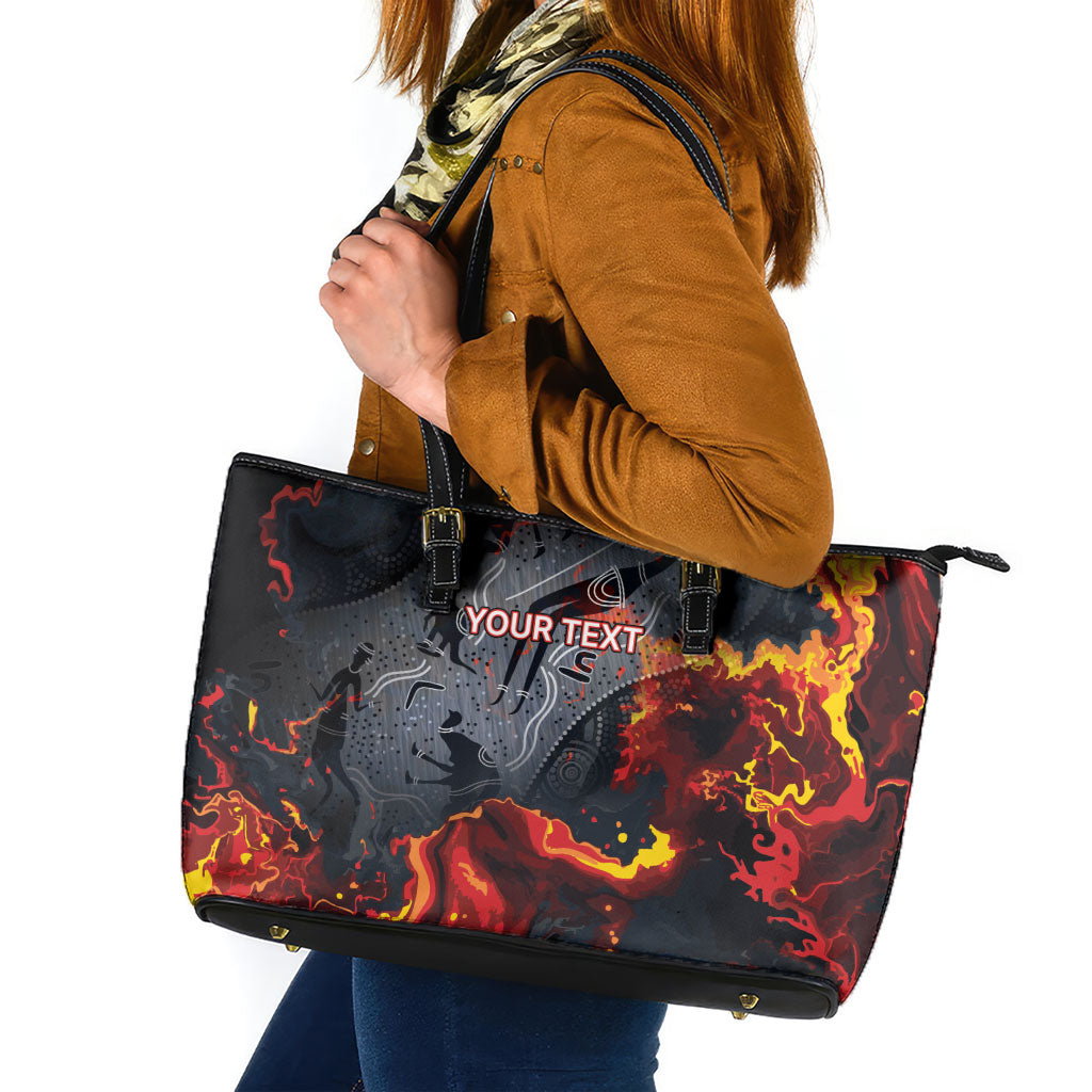 Australia Bushfire Aboriginal Personalised Leather Tote Bag Fire Dreaming Healing Country