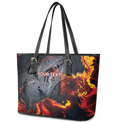 Australia Bushfire Aboriginal Personalised Leather Tote Bag Fire Dreaming Healing Country