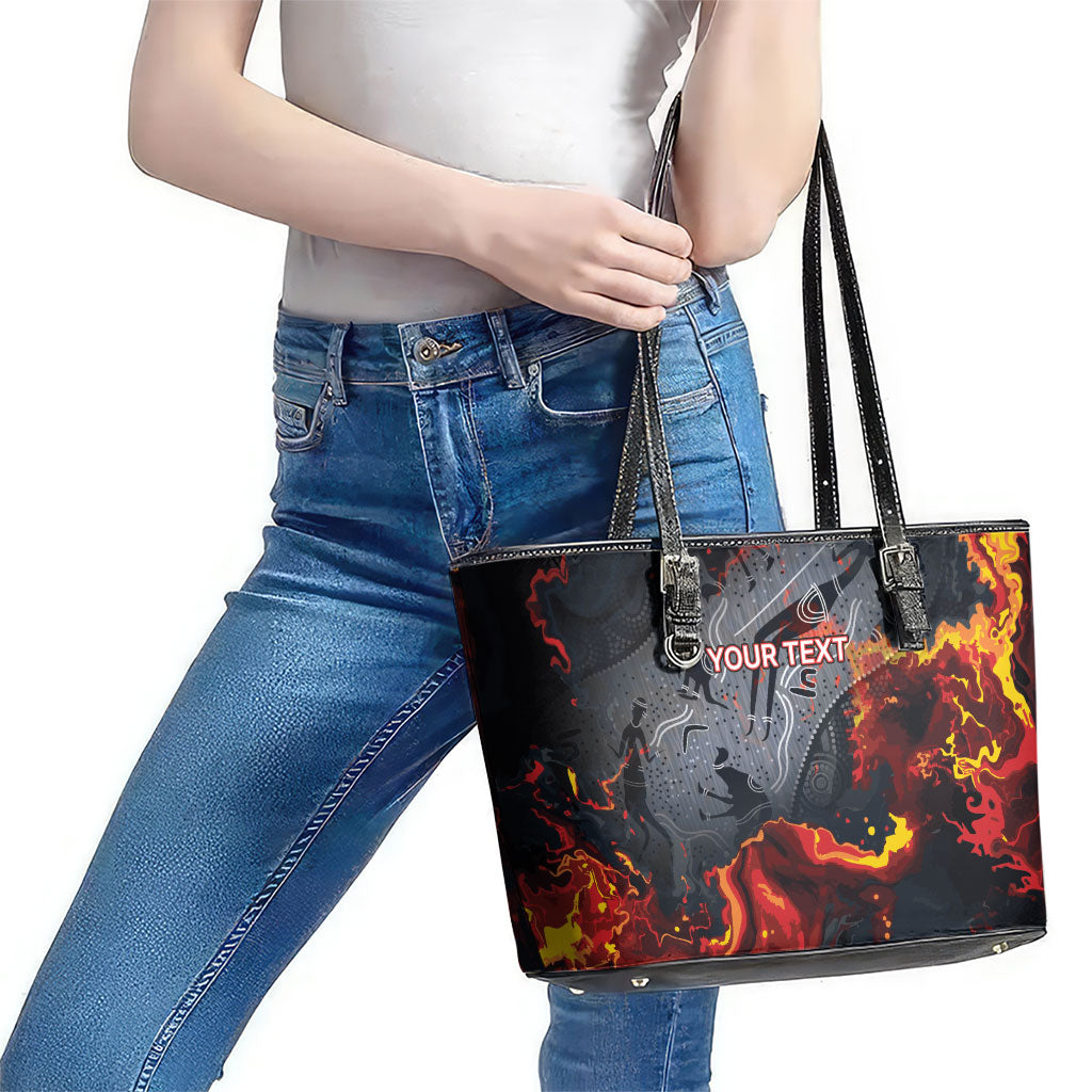 Australia Bushfire Aboriginal Personalised Leather Tote Bag Fire Dreaming Healing Country