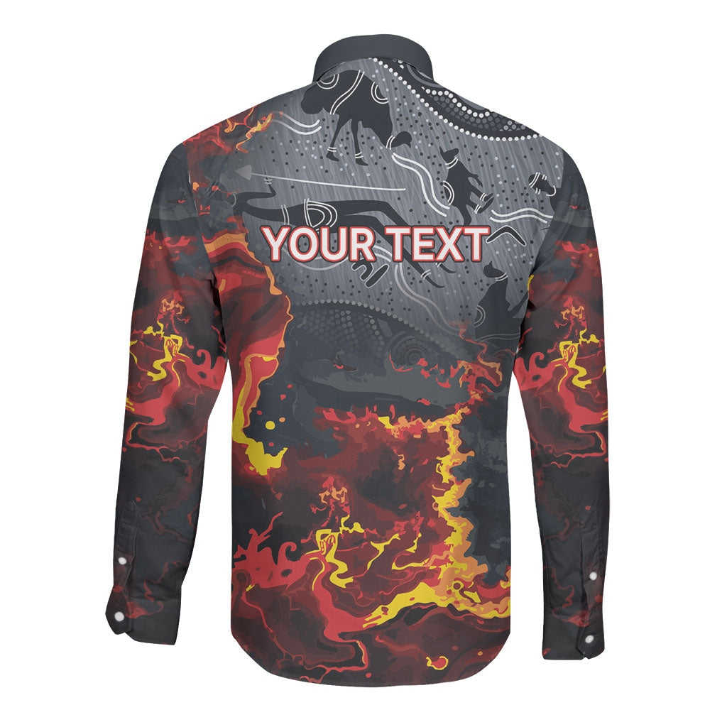 Australia Bushfire Aboriginal Personalised Long Sleeve Button Shirt Fire Dreaming Healing Country