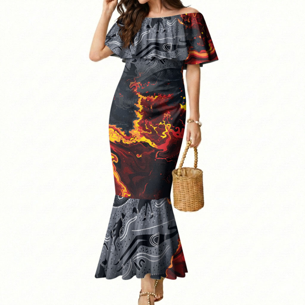 Australia Bushfire Aboriginal Personalised Mermaid Dress Fire Dreaming Healing Country